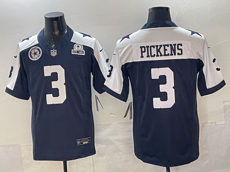 Men 2026 Dallas Cowboys #3 Pickens Blue 3th generations Nike Limited NFL Jersey style 06